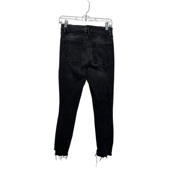 Good American Black Distressed High-Waisted Skinny Jeans Women's Size 6/28 - Picture 2 of 9